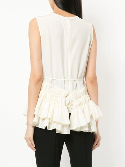 Shop Jil Sander Pleated Ruffled Asymmetric Top In White