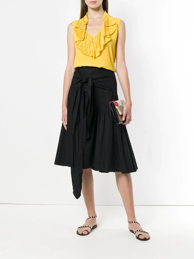 Pre-owned Dries Van Noten Belted Pleated Skirt In Black