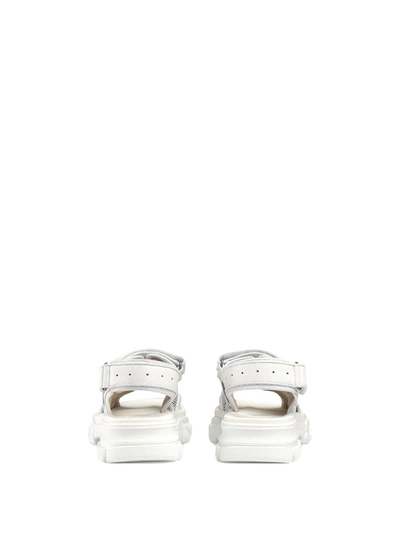 Shop Gucci Leather And Mesh Sandals In White