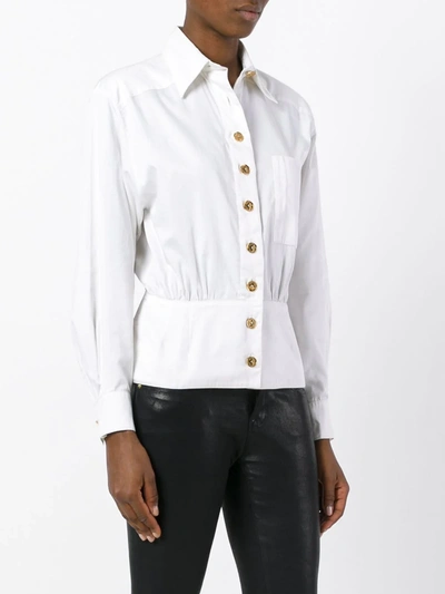 Pre-owned Jean Louis Scherrer Vintage Fitted Shirt Jacket In White