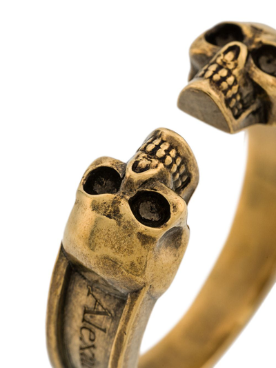 Shop Alexander Mcqueen Skull Engraved Ring In Gold