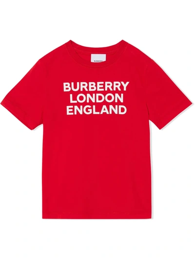 Shop Burberry Logo-print Cotton T-shirt In Red