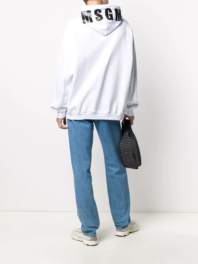 Msgm Logo-print Pullover Hoodie In White