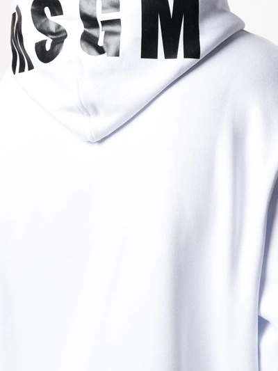 Msgm Logo-print Pullover Hoodie In White