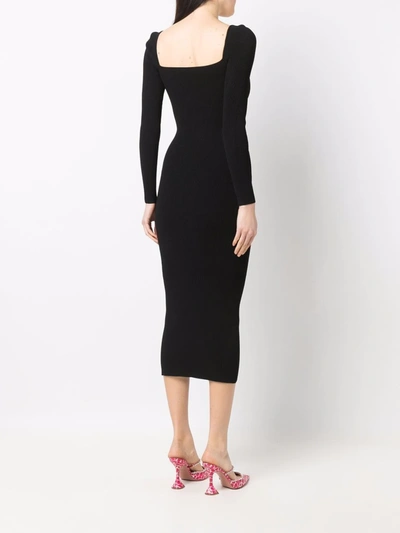 Shop Self-portrait Lace-applique Knit Dress In Black