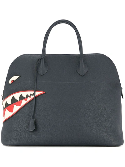 Pre-owned Hermes 2016  Hermès Bolide Shark 45 Tote Bag In Blue