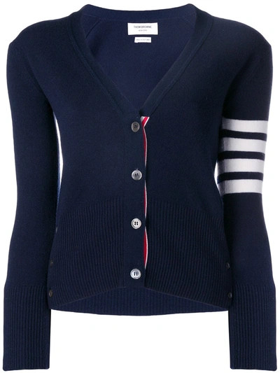 Shop Thom Browne 4-bar Stripe Cashmere Cardigan In Blue