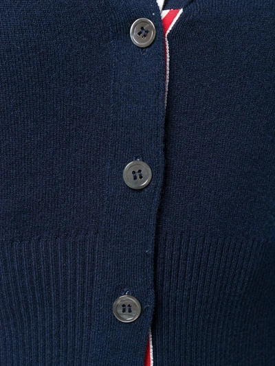 Thom Browne Milano Classic V Neck Fine Merino Wool Cardigan In Blue