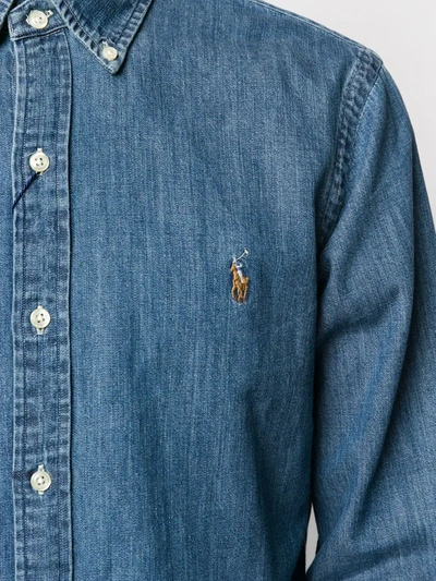 Polo Ralph Lauren Logo Patch Button-down Collar Shirt In Grey | ModeSens