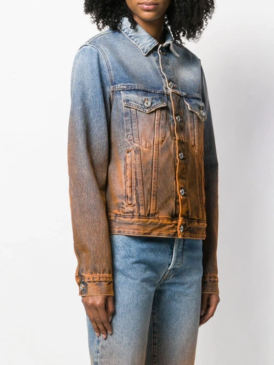 Off-white Dip-dyed Long-sleeved Denim Jacket In Blue