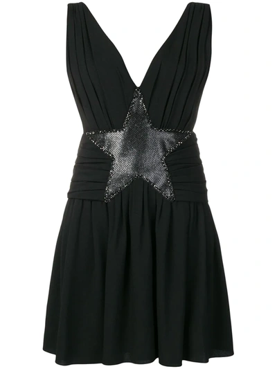 Shop Saint Laurent Star Appliqué Mini Dress In Black