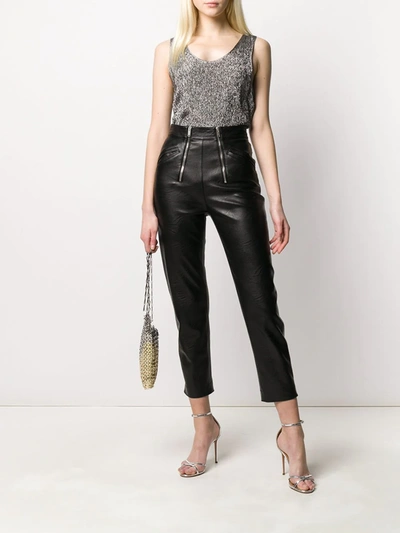 Shop Saint Laurent Metallic Sleeveless Top In Grey