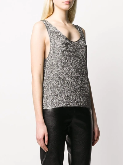 Shop Saint Laurent Metallic Sleeveless Top In Grey