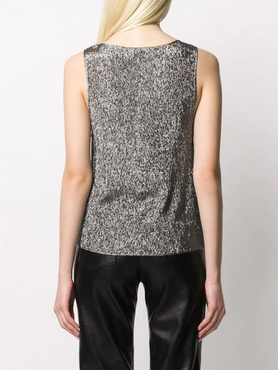 Shop Saint Laurent Metallic Sleeveless Top In Grey