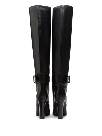 Shop Dolce & Gabbana Buckled Block-heel Knee Boots In Black