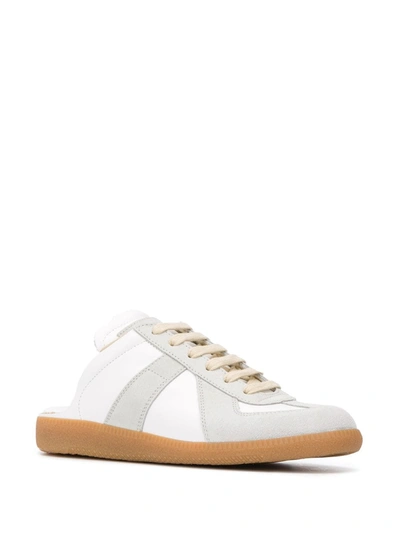 Shop Maison Margiela Replica Leather Slip-on Sneakers In White