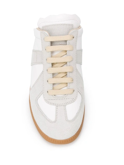 Shop Maison Margiela Replica Leather Slip-on Sneakers In White