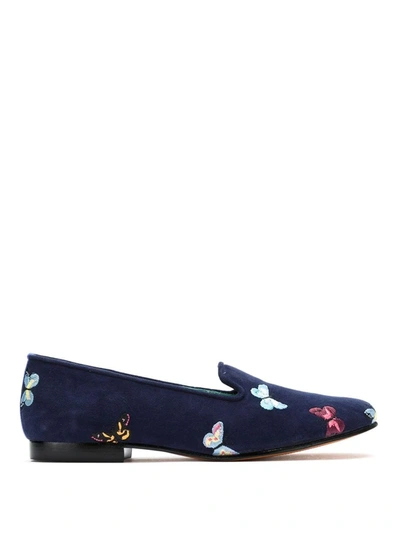 Shop Blue Bird Shoes Suede Borboletas Slippers In Blue