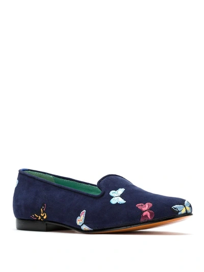 Shop Blue Bird Shoes Suede Borboletas Slippers In Blue