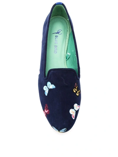 Blue Bird Shoes Suede Borboletas Slippers In Blue