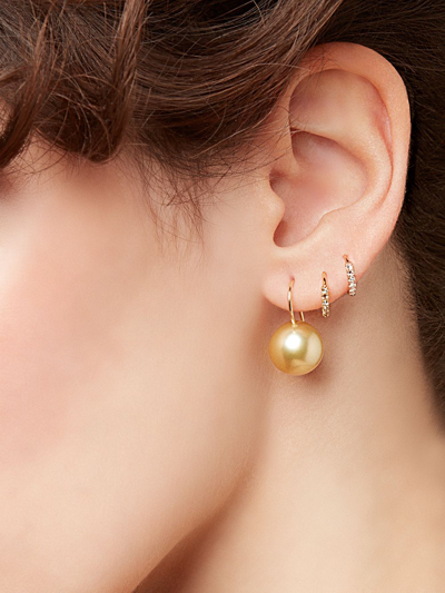 Shop Annoushka 18kt Gold South Sea Pearl Hook Drop Earrings In 18ct Yellow Gold