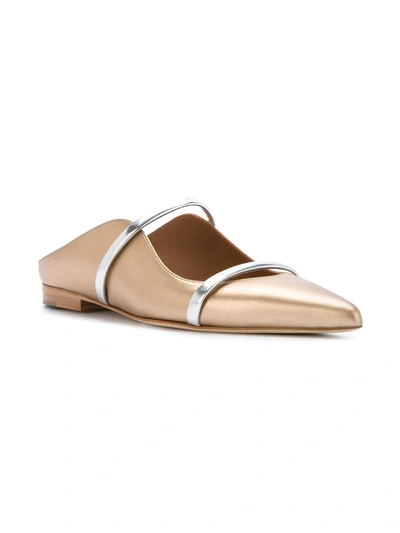 Malone Souliers Maureen Metallic Leather Point-toe Flats In Gold | ModeSens