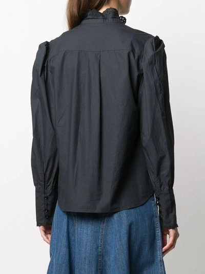 Shop Isabel Marant Étoile Orlana Lace-embellished Cotton Shirt In Black