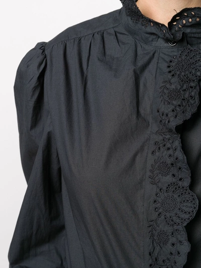 Shop Isabel Marant Étoile Orlana Lace-embellished Cotton Shirt In Black