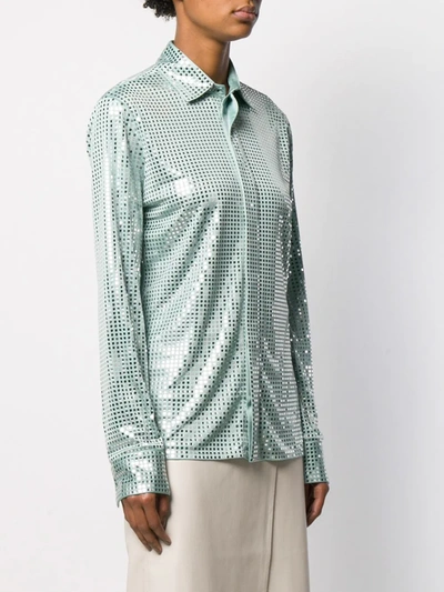 Shop Bottega Veneta Mirror Sequin Detail Shirt In Green