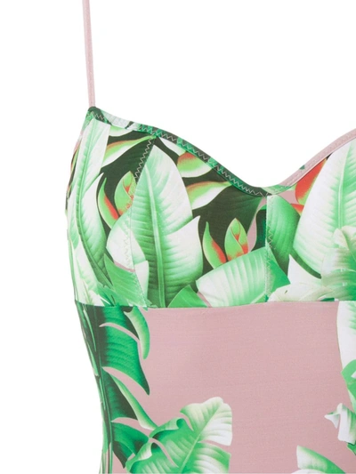 Shop Amir Slama Floral Print Swimsuit In Green