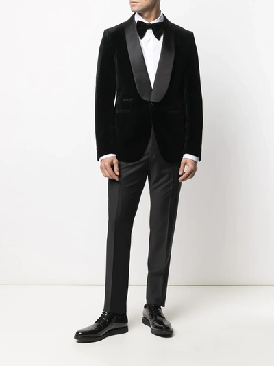Philipp Plein Elegant Velvet-effect Blazer In Black