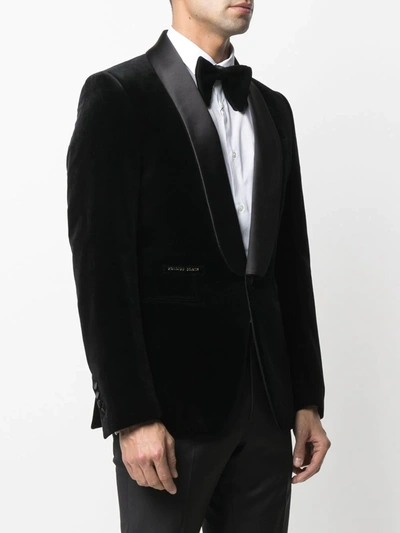 Philipp Plein Elegant Velvet-effect Blazer In Black