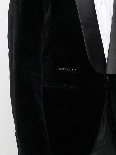 Philipp Plein Elegant Velvet-effect Blazer In Black