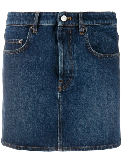 Shop Balenciaga Straight Denim Skirt In Blue