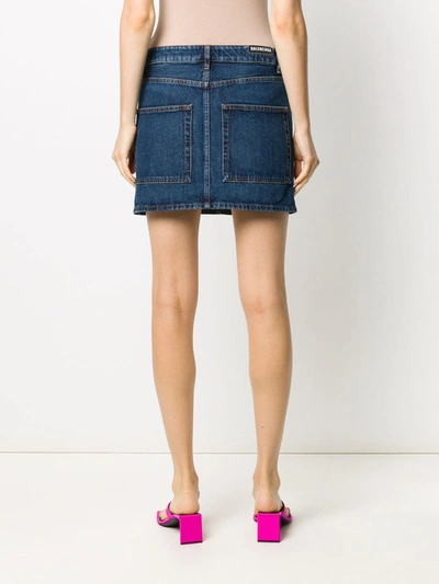 Shop Balenciaga Straight Denim Skirt In Blue