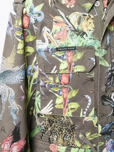 Shop Philipp Plein Animal Print Military Jacket In Green