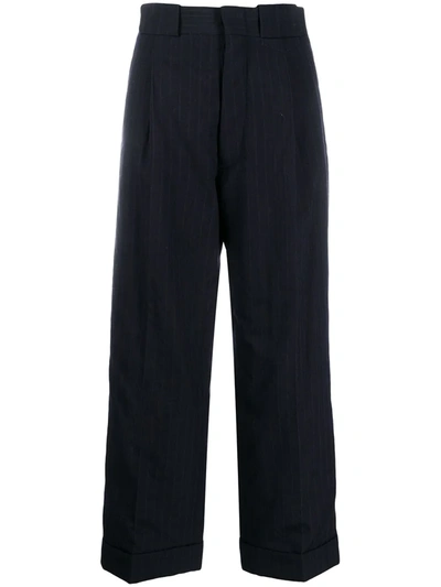 Shop Maison Margiela Oversized Pinstriped Trousers In Blue