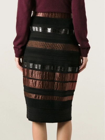 Pre-owned Gianfranco Ferre Vintage Paneled Pencil Skirt In Black