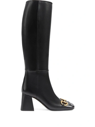 Shop Gucci Horsebit-embellished Knee-high Boots In Black