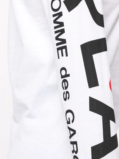 Shop Comme Des Garçons Play Logo-print Crew Neck Top In White