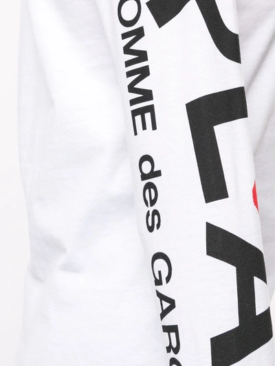 Comme Des Garçons Play Comme Des Garcons Play White And Red Logo Single Heart Long Sleeve T-shirt In White