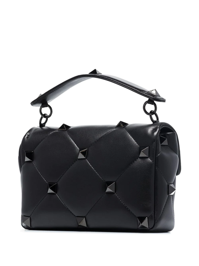 Shop Valentino Roman Stud Leather Tote Bag In Schwarz