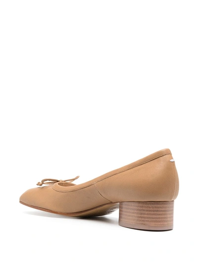 Shop Maison Margiela Tabi 30mm Leather Ballerina Pumps In Neutrals