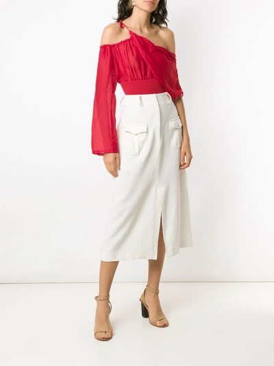 Amir Slama Drape One Shoulder Body In Red