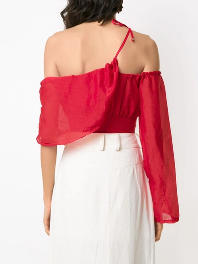 Shop Amir Slama Drape One Shoulder Body In Red