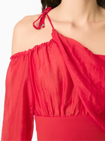 Shop Amir Slama Drape One Shoulder Body In Red