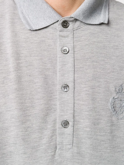 Shop Dolce & Gabbana Embroidered Dg Logo Polo Shirt In Grey
