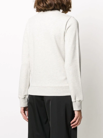 Shop Apc Long Sleeve Logo Sweater In Grey