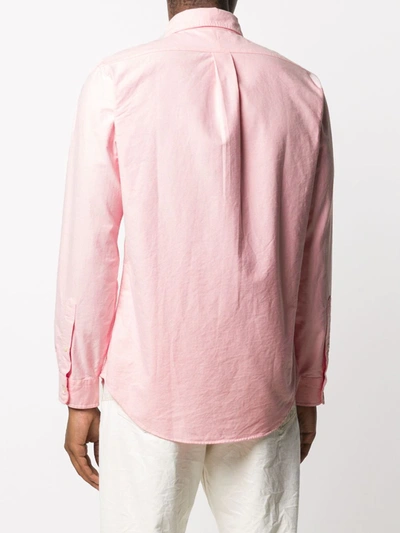 Shop Polo Ralph Lauren Logo Embroidered Button-down Shirt In Pink