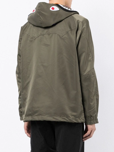 Shop A Bathing Ape Logo-embroidered Hooded Jacket In Green